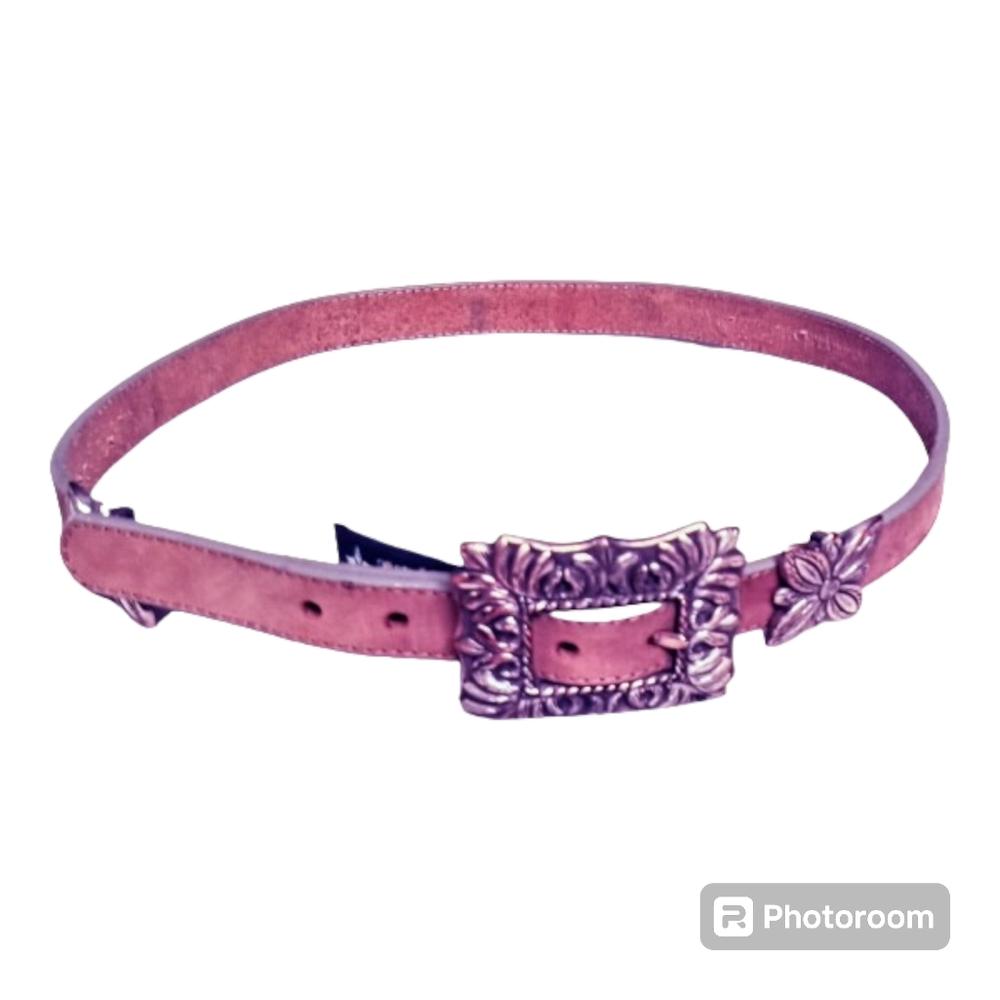 Brighton Womens Narrow Western Concho Belt Tan Leather 1994 Sz M 3/4"W
